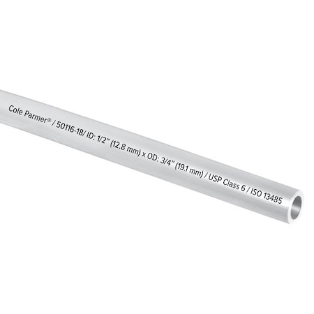 Cole Parmer TPE Tubing, Clear, 1/2in ID x 3/4in OD; 50 Ft CP-FLXC8-12